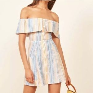 Reformation Landy Off Shoulder Linen Dress NWT